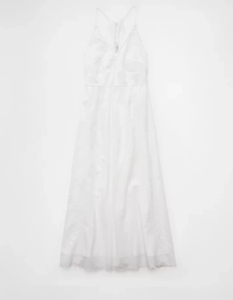AE V-Neck Embroidered Midi Dress