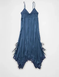 Robe à bretelles mi-longue nouée sur les côtés ourlet en pointes AE