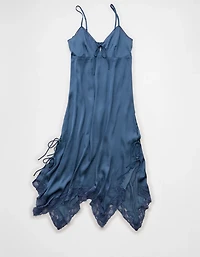 Robe à bretelles mi-longue nouée sur les côtés ourlet en pointes AE