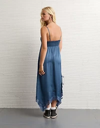 Robe à bretelles mi-longue nouée sur les côtés ourlet en pointes AE