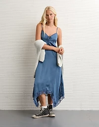 Robe à bretelles mi-longue nouée sur les côtés ourlet en pointes AE