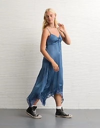 Robe à bretelles mi-longue nouée sur les côtés ourlet en pointes AE