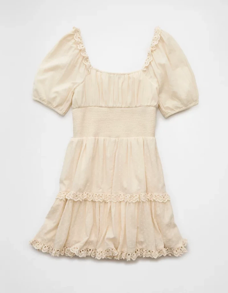 AE Puff Sleeve Smocked Tiered Mini Dress