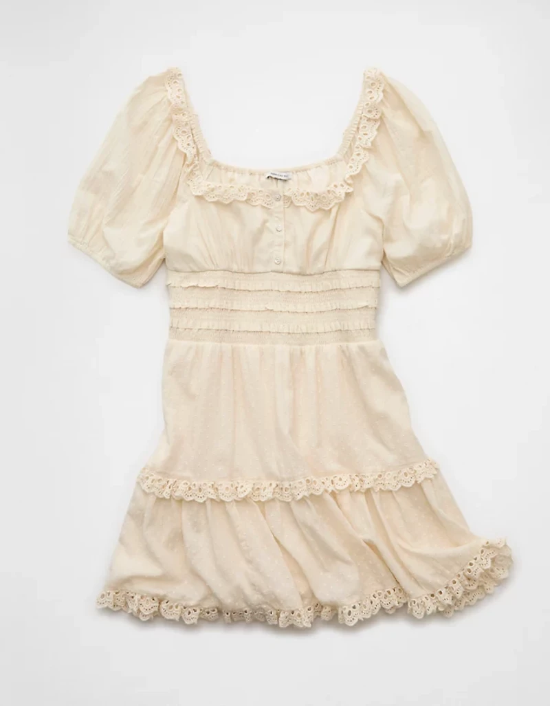 AE Puff Sleeve Smocked Tiered Mini Dress