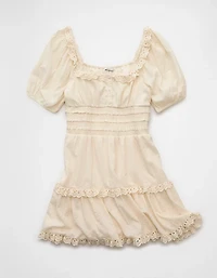 AE Puff Sleeve Smocked Tiered Mini Dress