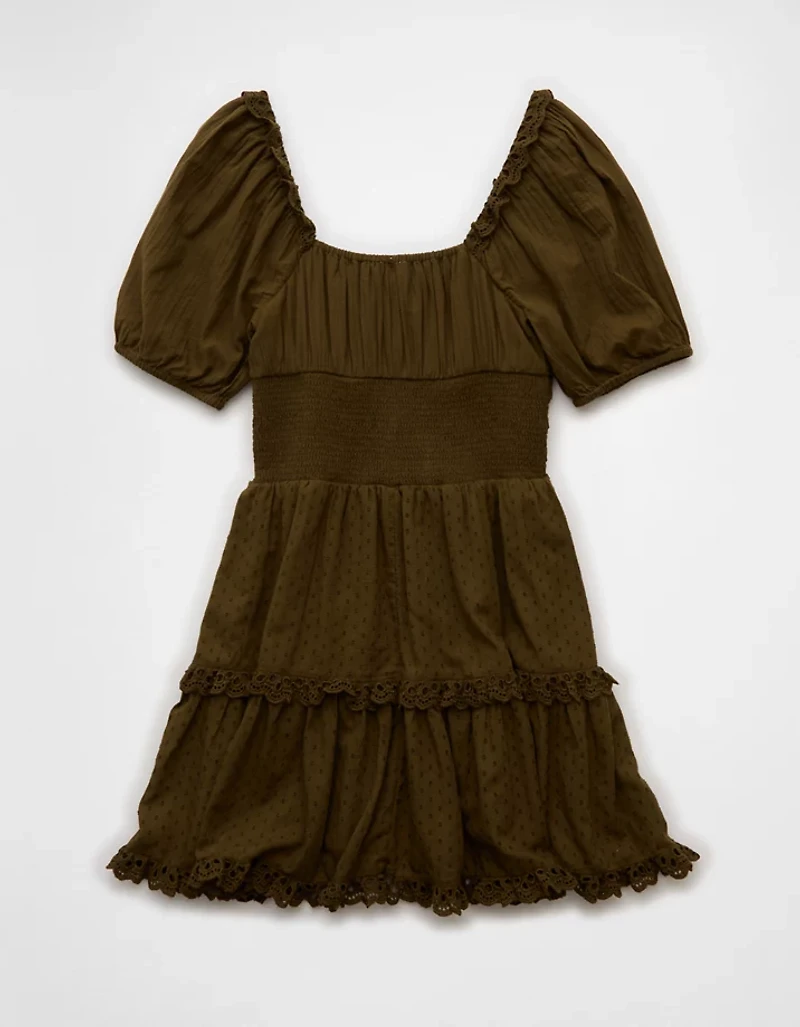 AE Puff Sleeve Smocked Tiered Mini Dress
