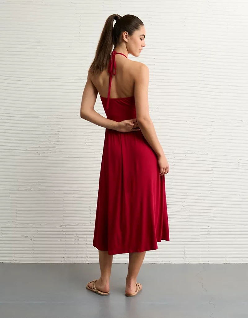 Robe mi-longue bain-de-soleil avec ouverture en trou de serrure Doux et sexy AE