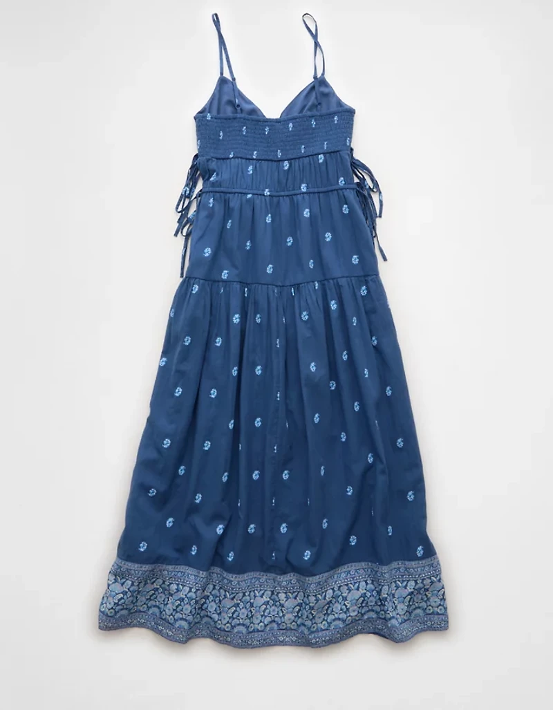 AE V-Neck Side Tie Midi Dress