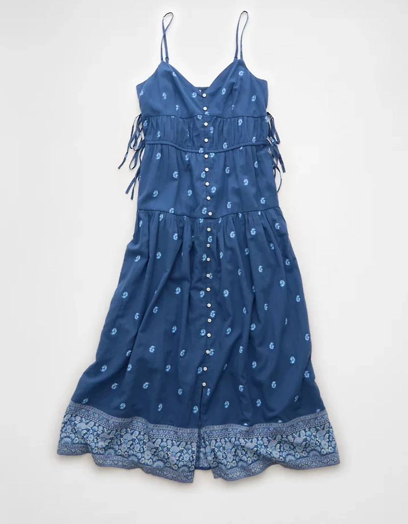 AE V-Neck Side Tie Midi Dress