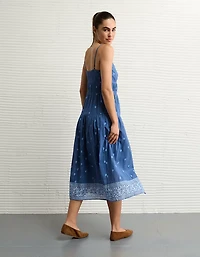 AE V-Neck Side Tie Midi Dress