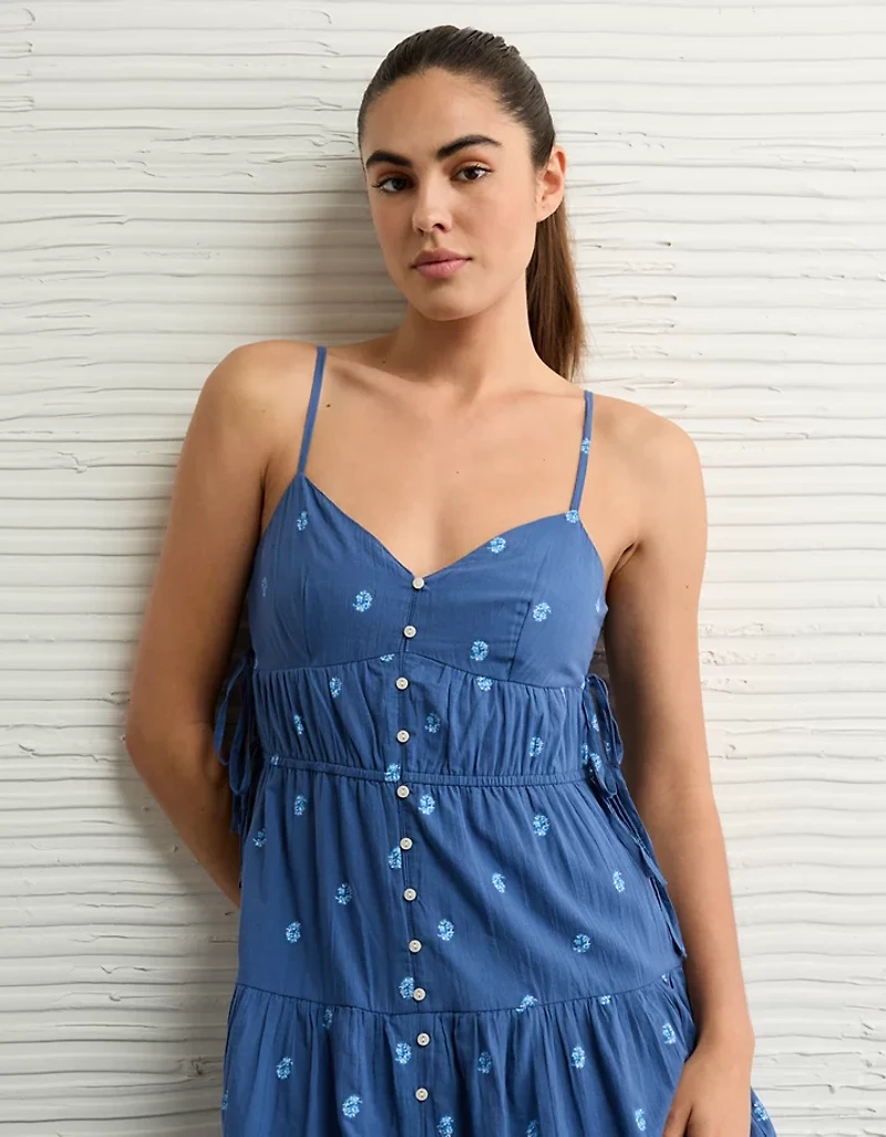 AE V-Neck Side Tie Midi Dress