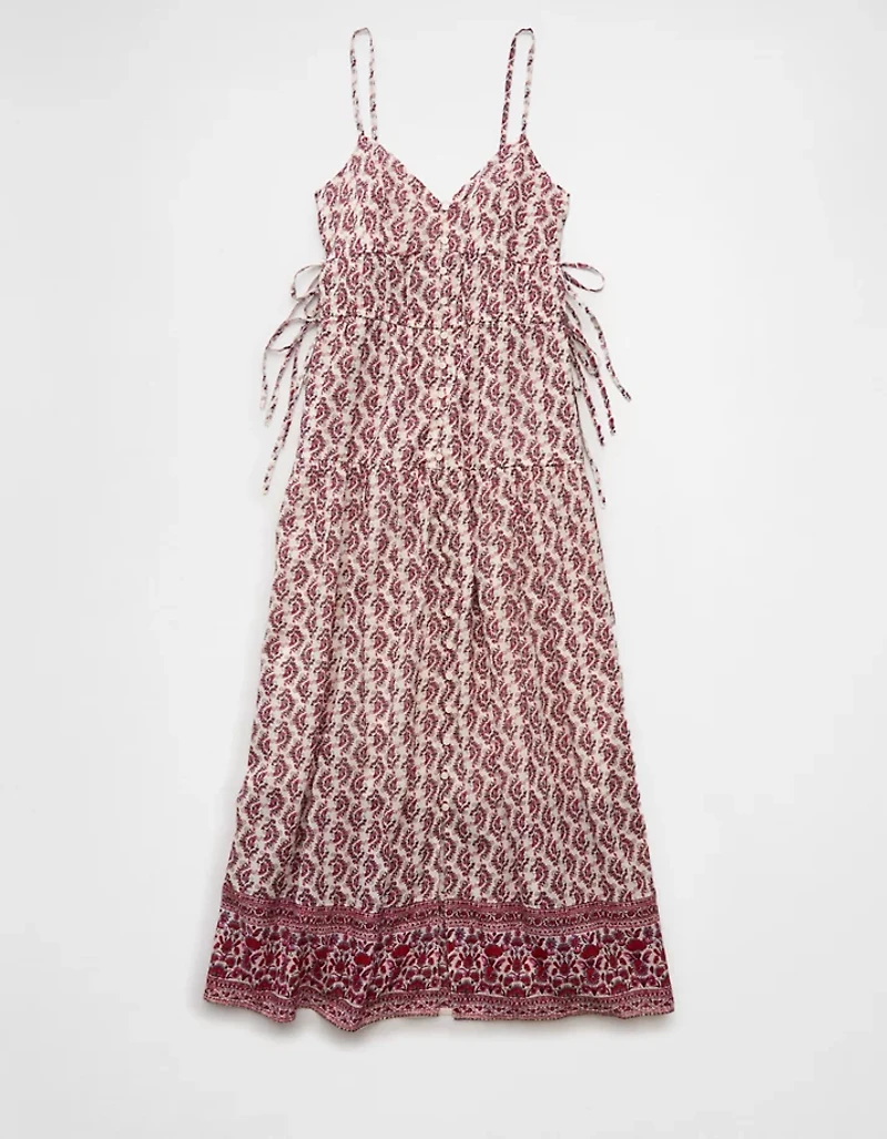AE V-Neck Side Tie Midi Dress