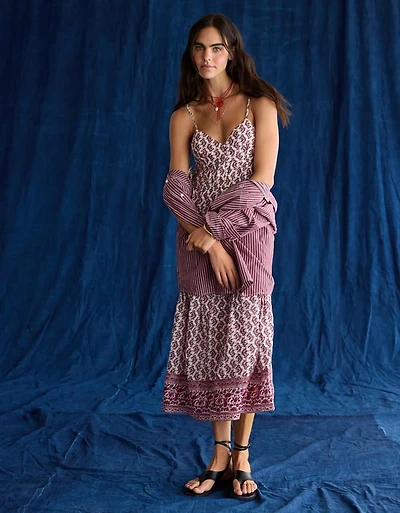 AE V-Neck Side Tie Midi Dress