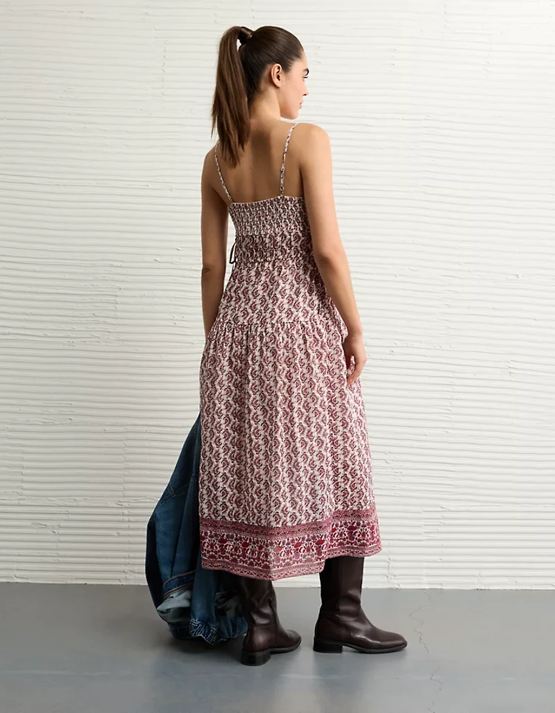 Robe mi-longue nouée sur le côté à encolure en V AE