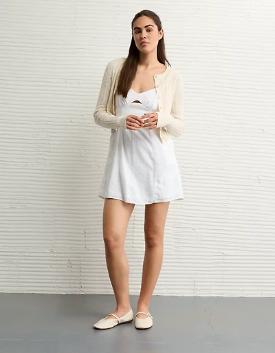 AE Linen-Blend Cut-Out Mini Dress