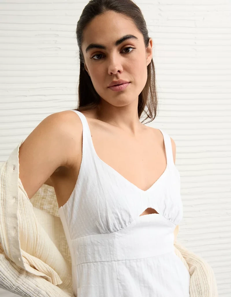 AE Linen-Blend Cut-Out Mini Dress