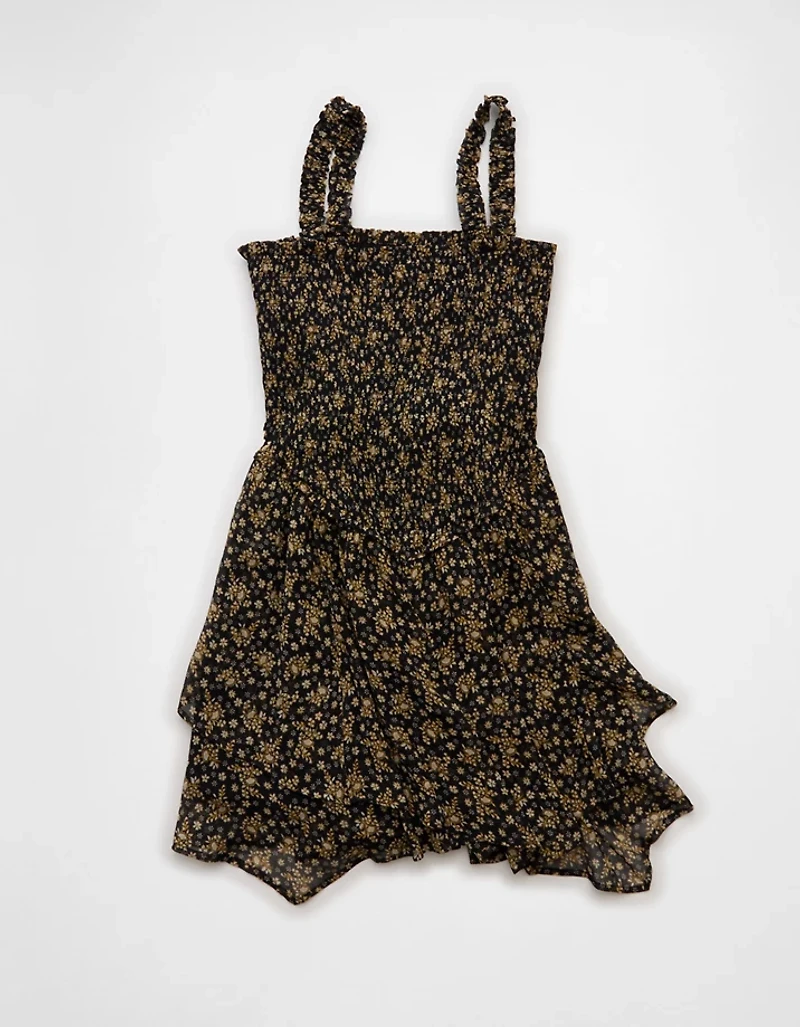 AE Handkerchief Hem Ruffle Floral Mini Dress