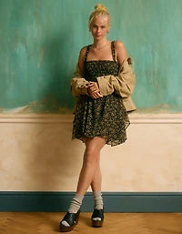 AE Handkerchief Hem Ruffle Floral Mini Dress