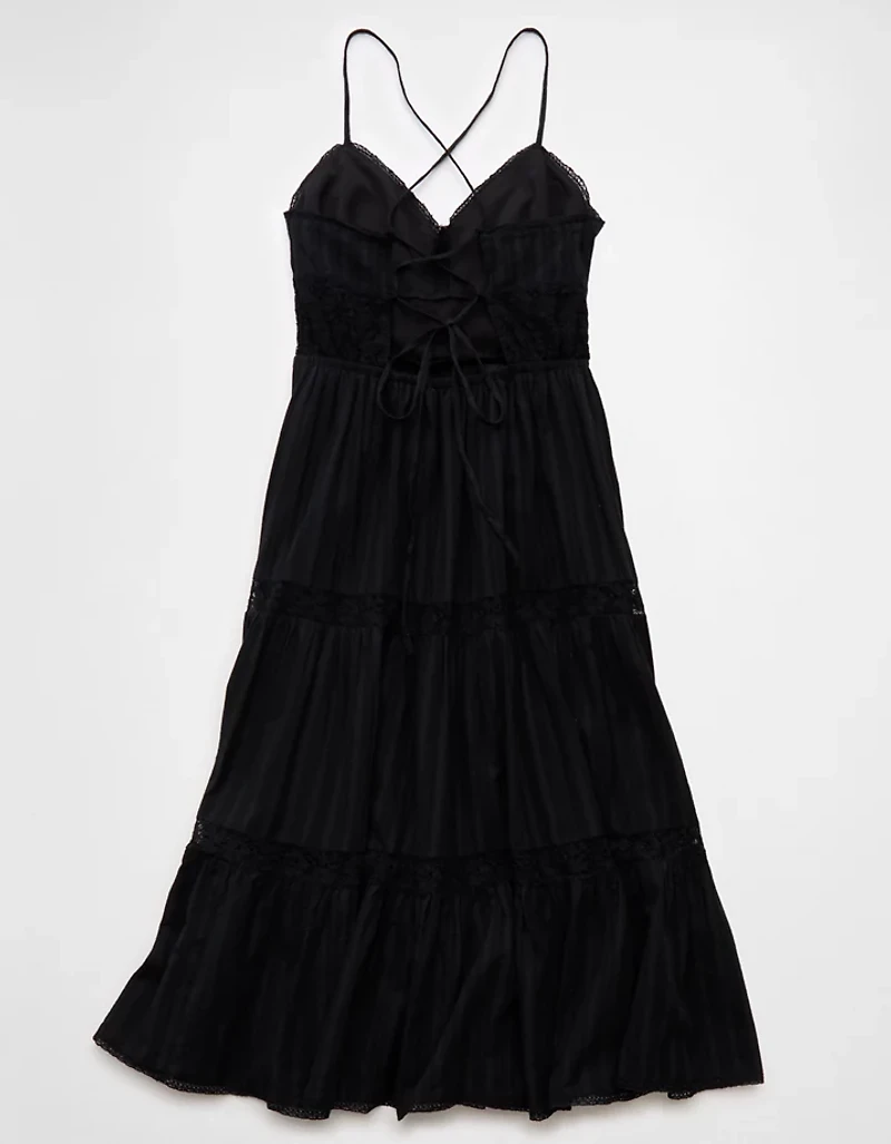 AE V-Neck Lace Tiered Maxi Dress