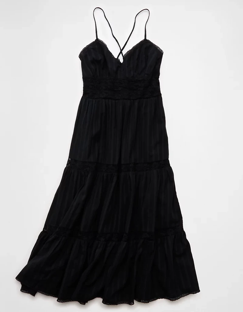 AE V-Neck Lace Tiered Maxi Dress
