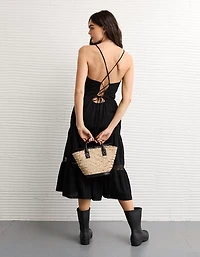 AE V-Neck Lace Tiered Maxi Dress