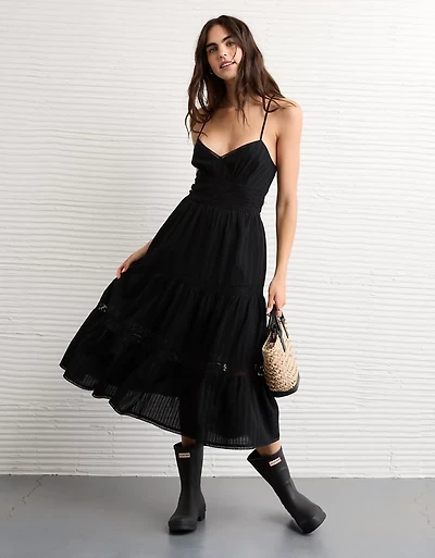 AE V-Neck Lace Tiered Maxi Dress