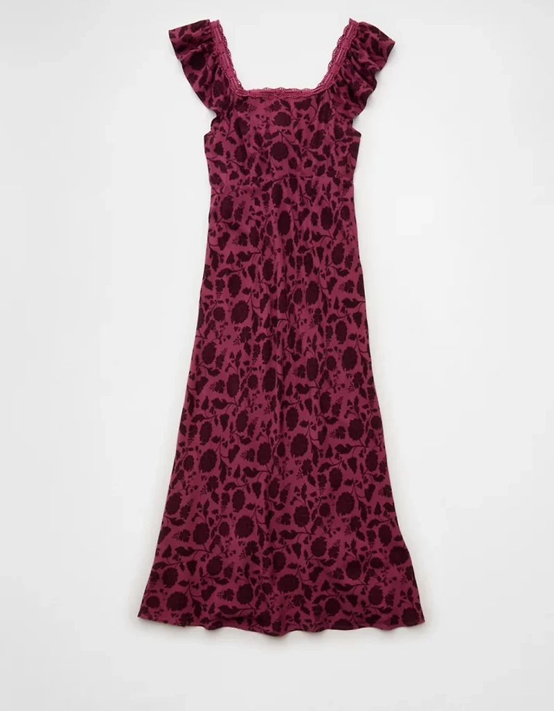 Robe mi-longue avec garniture en dentelle AE