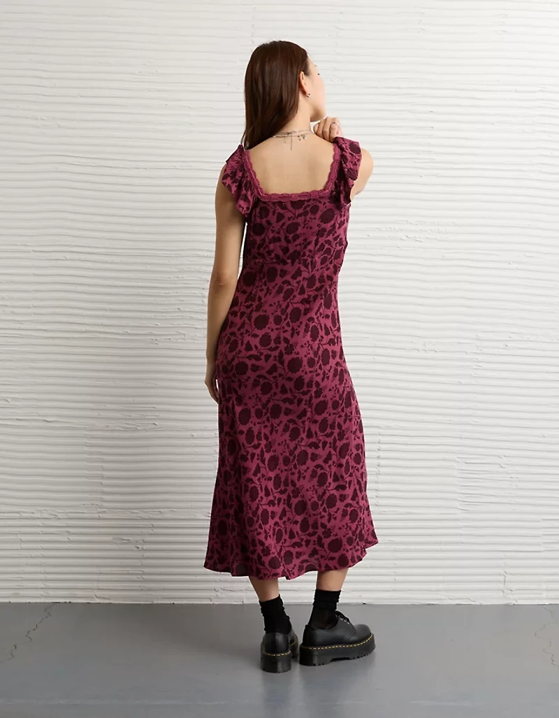 Robe mi-longue avec garniture en dentelle AE