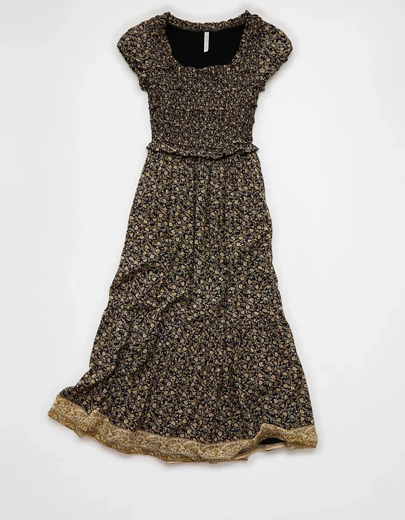 AE Scoop Neck Smocked Midi Dress