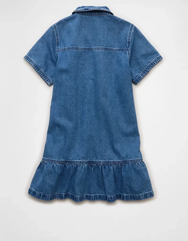 knee length dresses for ladies Button-Front Denim Tube Dress