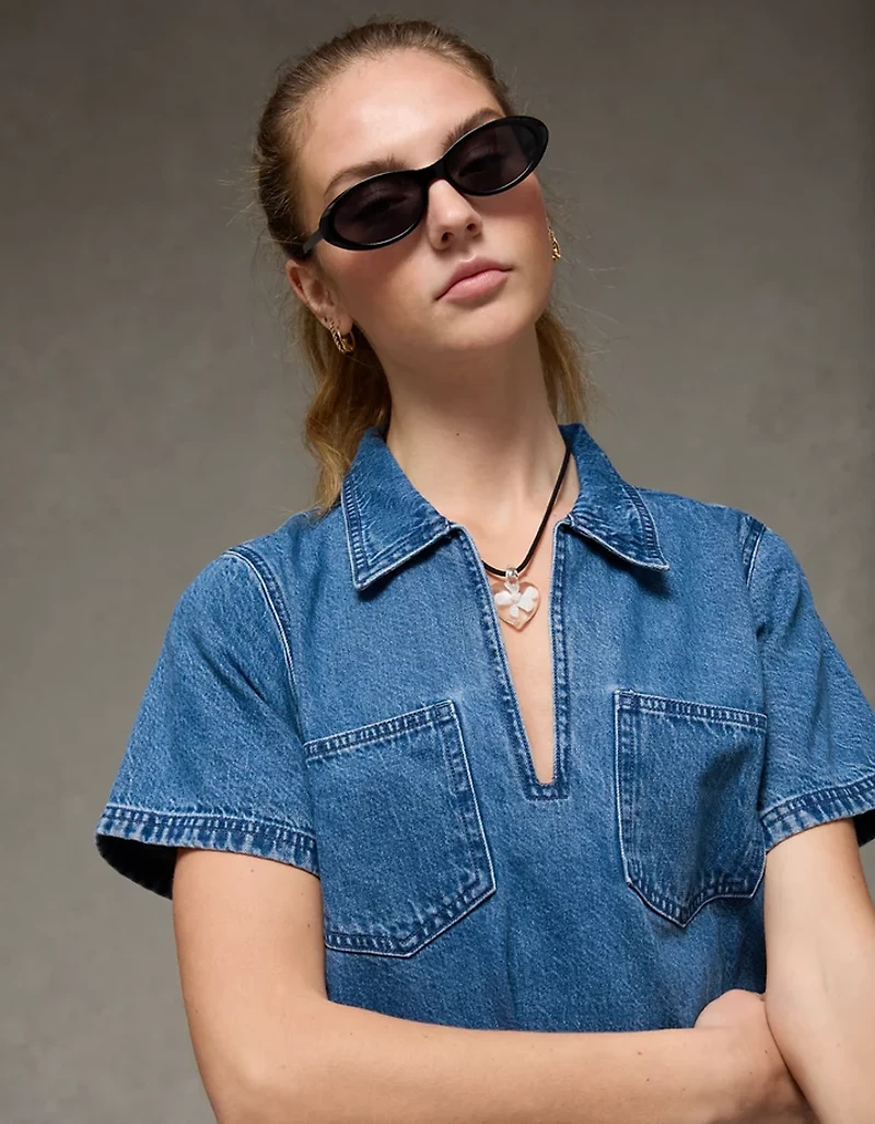 AE Denim Collar Mini Dress