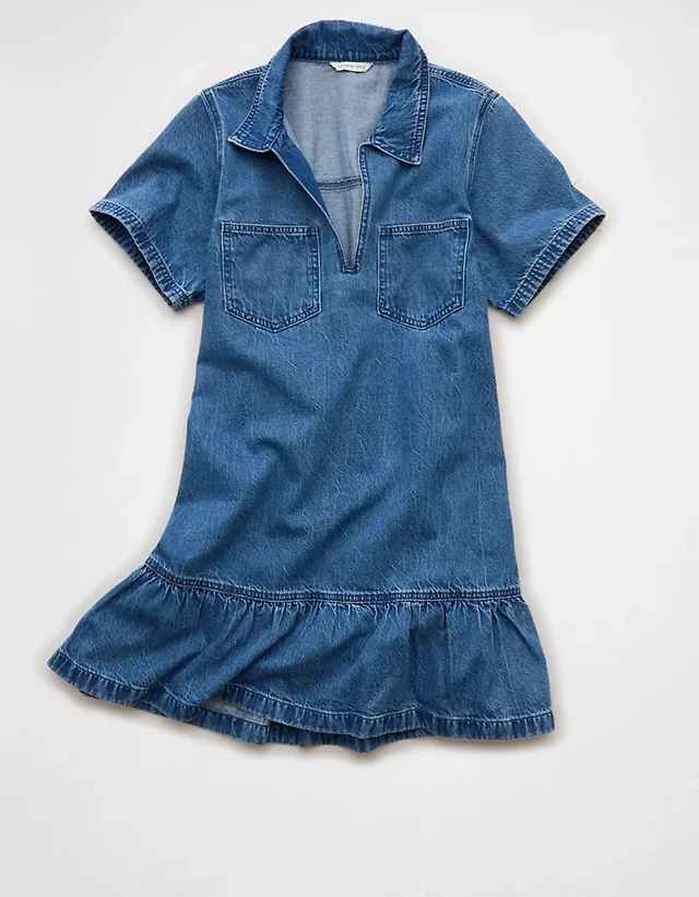 ae floral denim mini shift dress AE Denim Mini Shift Dress