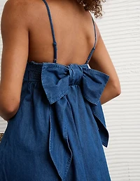AE Denim Bow Back Babydoll Mini Dress
