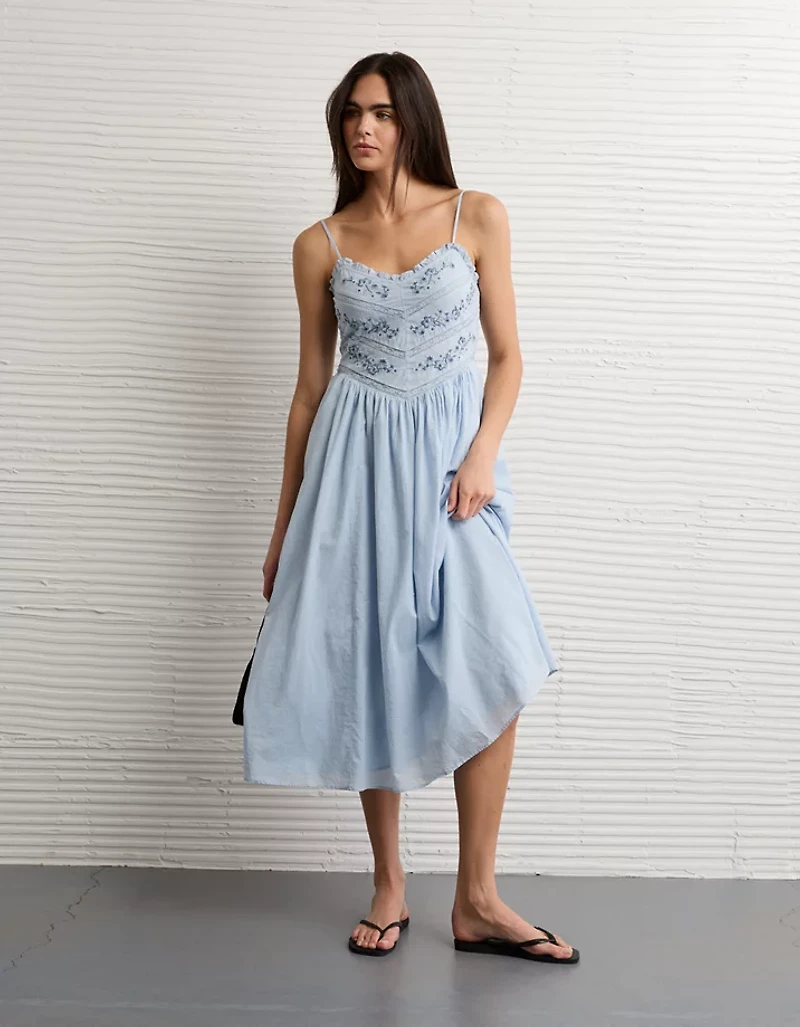 Robe mi-longue à incrustations en dentelle Bella AE