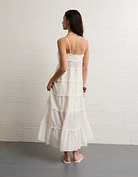 AE Button-Up Ruffle Midi Dress