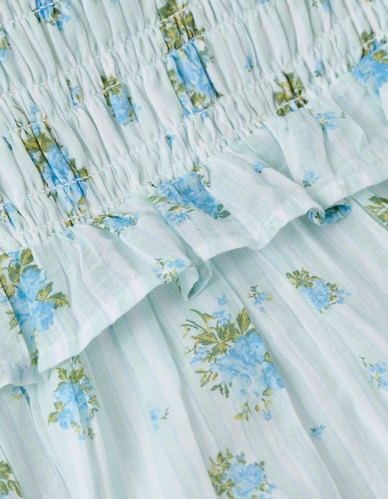 AE Back Bow Smocked Midi Dress