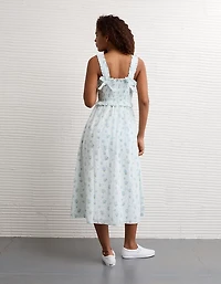 AE Back Bow Smocked Midi Dress