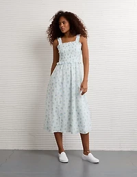 AE Back Bow Smocked Midi Dress