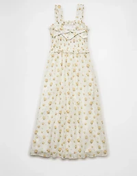 Robe mi-longue à smocks avec boucle dans le dos AE