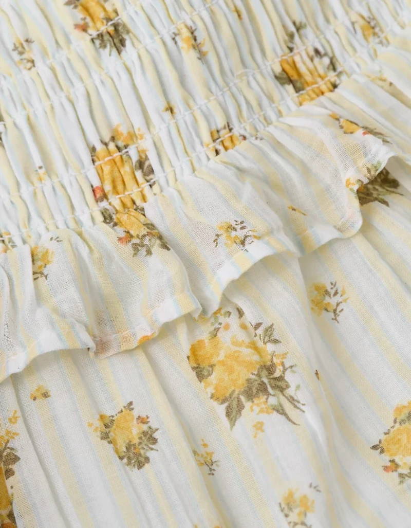 Robe mi-longue à smocks avec boucle dans le dos AE