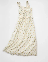 Robe mi-longue à smocks avec boucle dans le dos AE