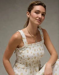 Robe mi-longue à smocks avec boucle dans le dos AE