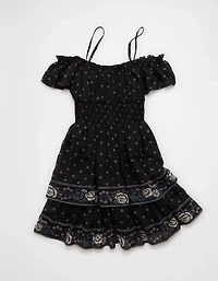 AE Off-The-Shoulder Smocked Mini Dress