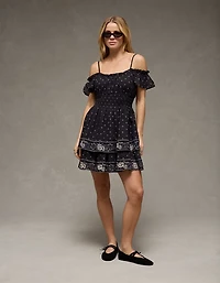 AE Off-The-Shoulder Smocked Mini Dress
