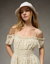 Minirobe à épaule dénudée et smocks AE