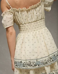 Minirobe à épaule dénudée et smocks AE