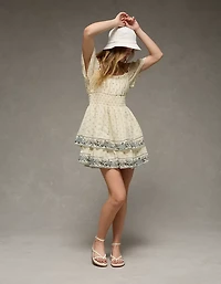 Minirobe à épaule dénudée et smocks AE