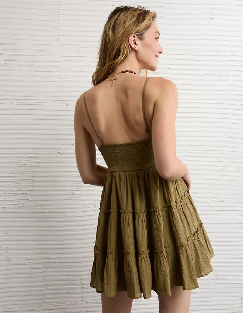 AE V-Neck Tiered Babydoll Mini Dress
