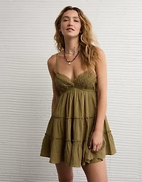 AE V-Neck Tiered Babydoll Mini Dress