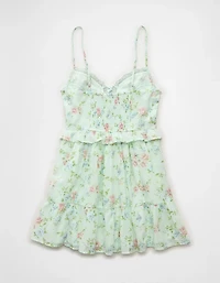 AE V-Neck Tie-Front Embroidered Mini Dress